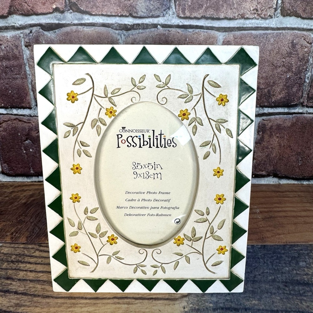 Vtg Resin Picture Frame Floral Cottagecore Possibilities Connoisseur 3.5x5 Photo